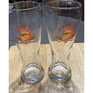 Shock Top Belgian White Beer Pilsner 16 oz Glasses Set of 2 Orange